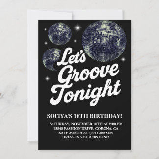 Disco Birthday Party Invitation, 70s Groovy Invitation