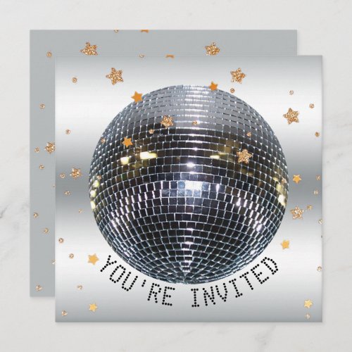 Disco Birthday Party  Just Dance Disco Ball Party Invitation