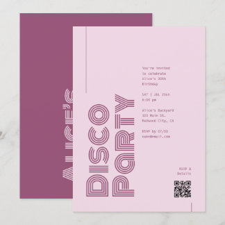 Disco Birthday Party Retro Pink Invitation