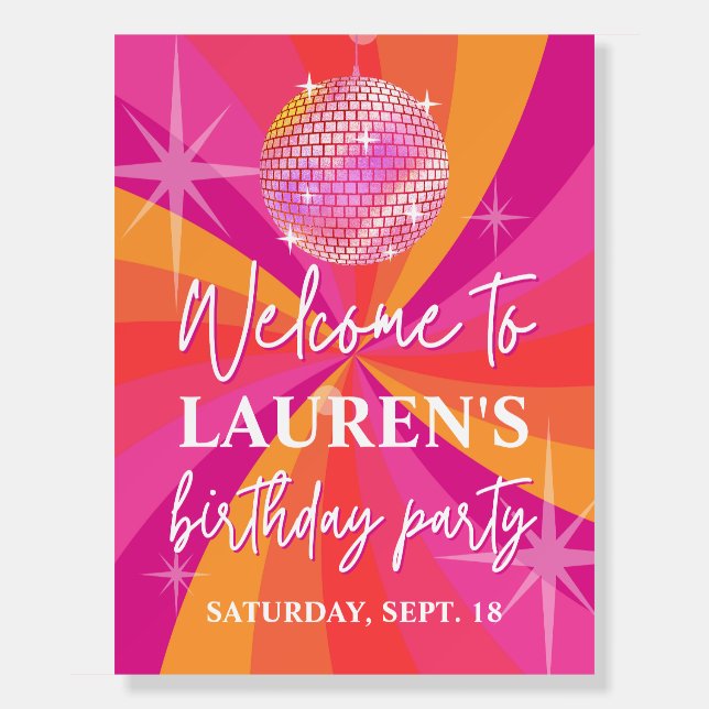 Disco Birthday Party Welcome Sign Disco Decor (Front)