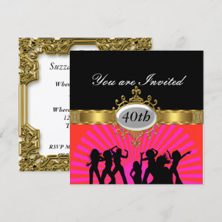 Disco  Black  Birthday Party Glamour Invitation
