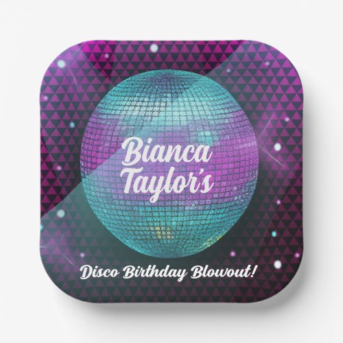 Disco Blowout Purple and Pink Birthday Party Paper Plates