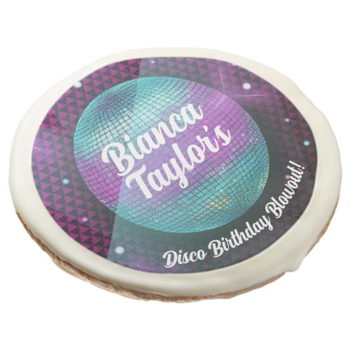 Disco Blowout Purple and Pink Birthday Party Sugar Cookie