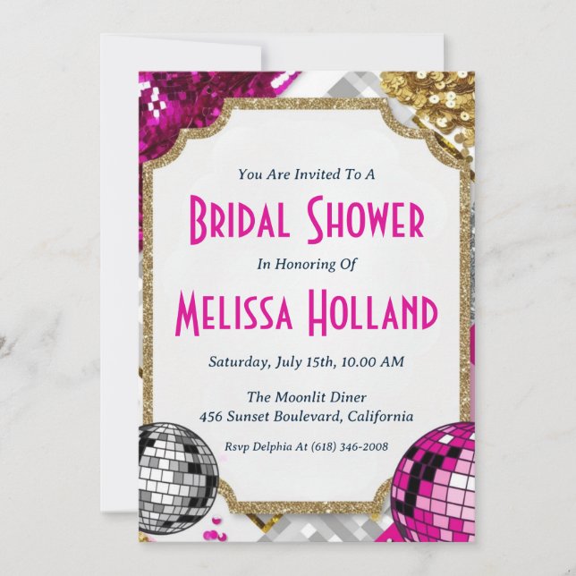 disco bridal shower invitation (Front)