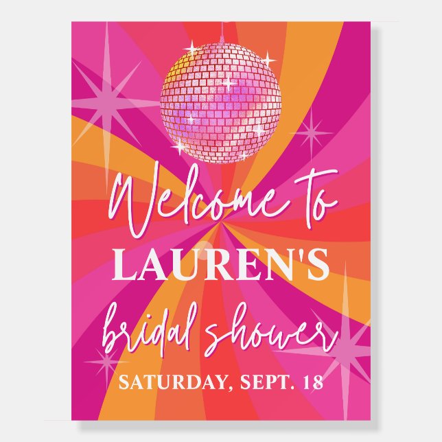 Disco Bridal Shower Welcome Sign Disco Shower (Front)