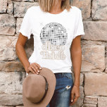 Disco Bride Bridal Party Shirt<br><div class="desc">Step back in time with our Retro Disco Ball Bridal Shower Invitations & Decor collection. Immerse yourself in the nostalgia of the 70s with muted beige and grey arches, enhanced by groovy silver glitter fonts. The iconic retro disco ball takes center stage, evoking an era of disco glamour, all while...</div>