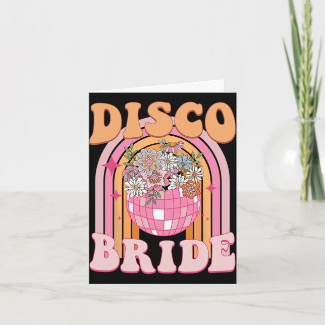 Disco Bride Bridesmaid Retro Rainbow Bachelorette  Card (Front)