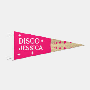 Disco Bride Personalized Bachelorette Party Pennant Flag