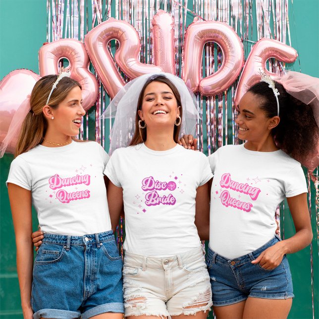 Disco Bride Pink Groove Bachelorette T-Shirt (Creator Uploaded)