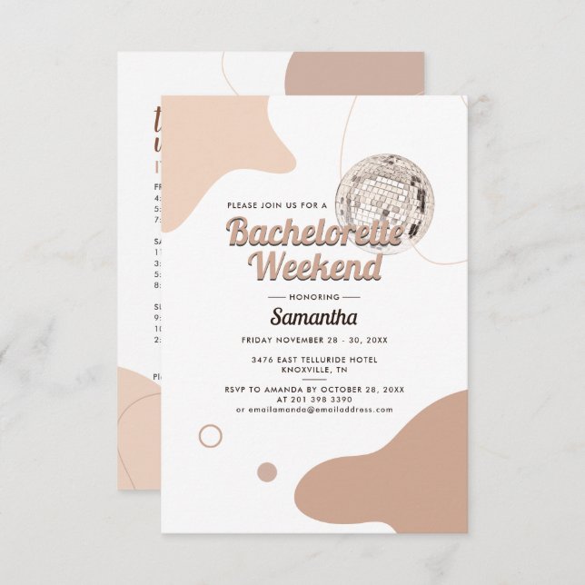 Disco Bride Retro Bachelorette Weekend Party Invitation (Front/Back)