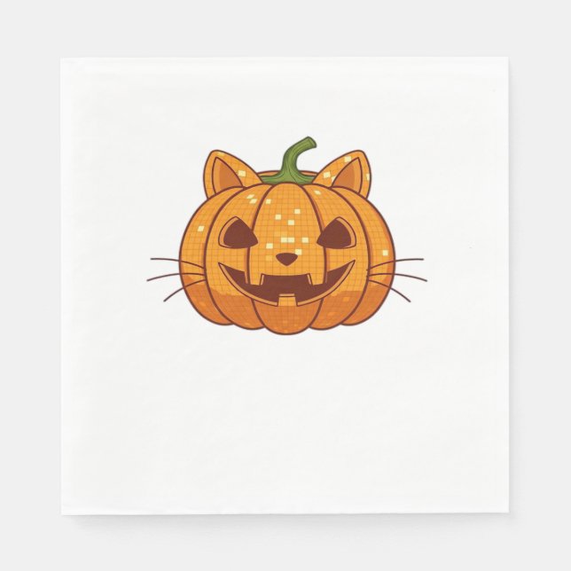 Disco Cat Jack o'Lantern Classic T-Shirt Napkins (Front)