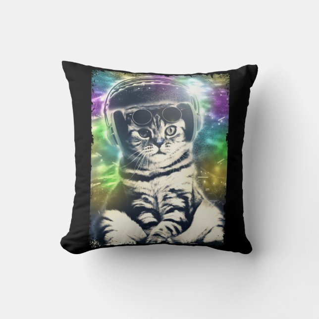 Disco Cat Lover Colorful Party Kitten Throw Pillow (Front)