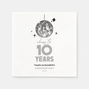 Disco Cheers 10 Years Wedding Anniversary Party Napkins