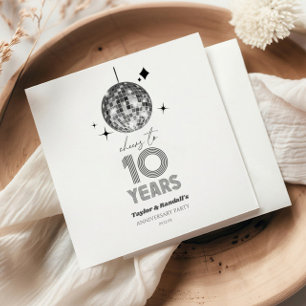Disco Cheers 10 Years Wedding Anniversary Party Napkins