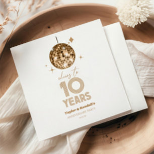 Disco Cheers 10 Years Wedding Anniversary Party Napkins