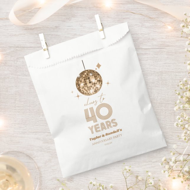 Disco Cheers 40 Years Wedding Anniversary Party Favor Bag (Clipped)