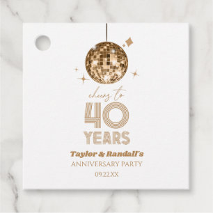 Disco Cheers 40 Years Wedding Anniversary Party Favor Tags