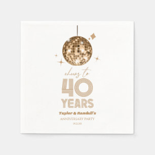 Disco Cheers 40 Years Wedding Anniversary Party Napkins