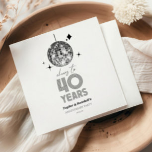 Disco Cheers 40 Years Wedding Anniversary Party Napkins