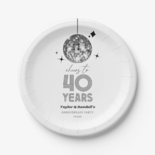 Disco Cheers 40 Years Wedding Anniversary Party Paper Plates