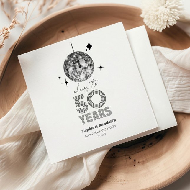 Disco Cheers 50 Years Wedding Anniversary Party Napkins (Creator Uploaded)