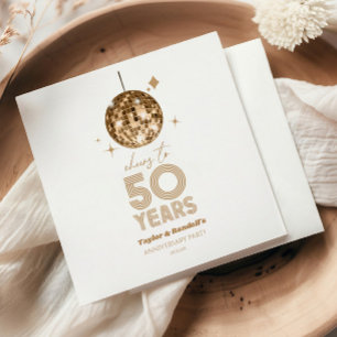 Disco Cheers 50 Years Wedding Anniversary Party Napkins