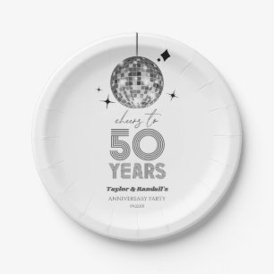 Disco Cheers 50 Years Wedding Anniversary Party Paper Plates
