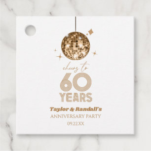 Disco Cheers 60 Years Wedding Anniversary Party Favor Tags