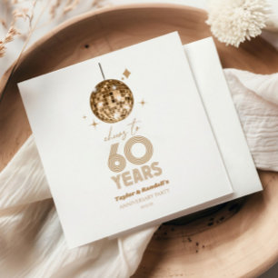 Disco Cheers 60 Years Wedding Anniversary Party Napkins