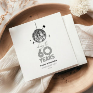 Disco Cheers 60 Years Wedding Anniversary Party Napkins