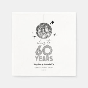 Disco Cheers 60 Years Wedding Anniversary Party Napkins