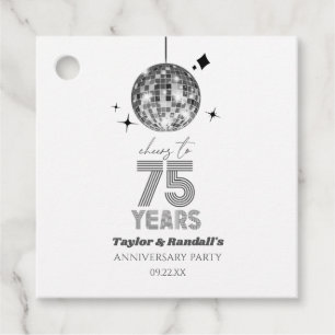 Disco Cheers 75 Years Wedding Anniversary Party Favor Tags