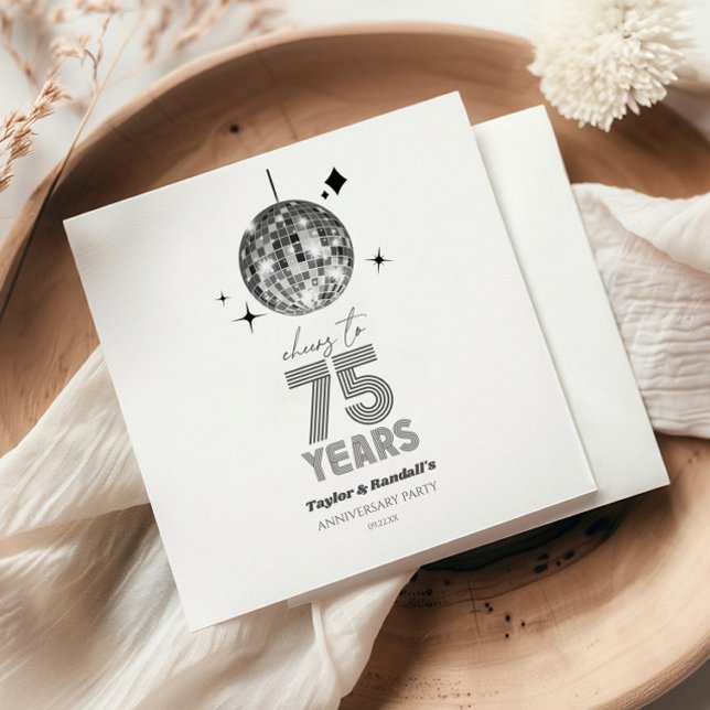 Disco Cheers 75 Years Wedding Anniversary Party Napkins (Creator Uploaded)
