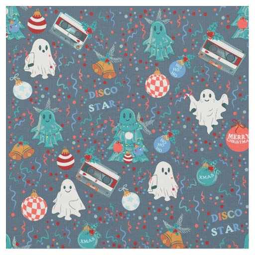 disco christmas music cassette ghost fabric
