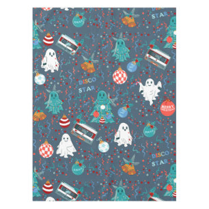 disco christmas music cassette ghost tablecloth