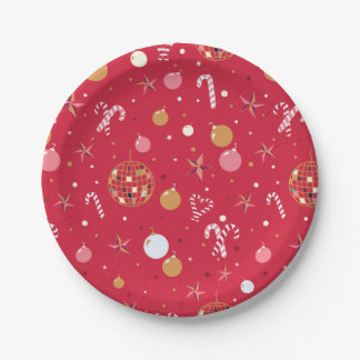 Disco Christmas Party in Red Paper Plates