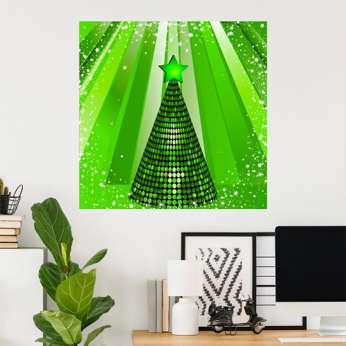 Disco Christmas Tree Poster