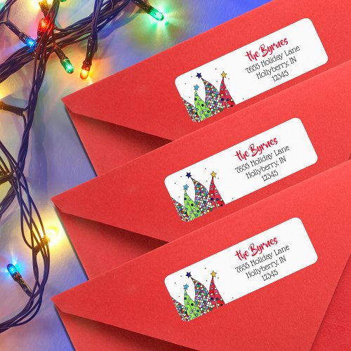 Disco Christmas Trees Return Address Label