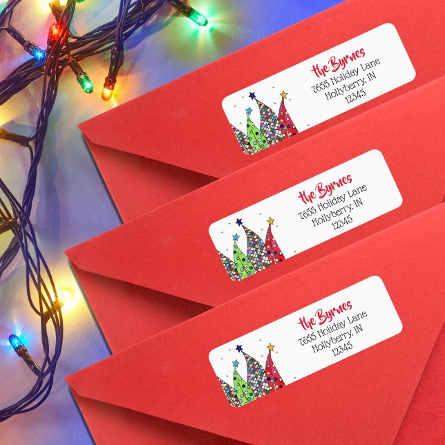 Disco Christmas Trees Return Address Label (Creator Uploaded)