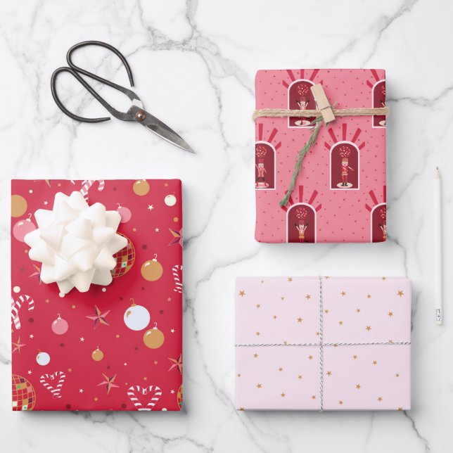Disco Christmas Wrapping Paper Flat Sheet Set of 3 (Front)