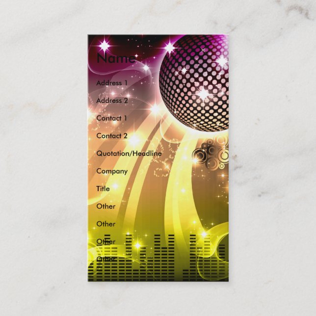 disco cityscape business card (Front)