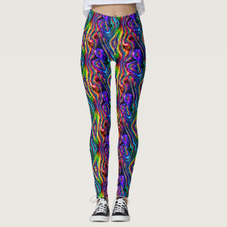 DISCO CLUB NEON LIGHTS PARTY mosaic waves Leggings