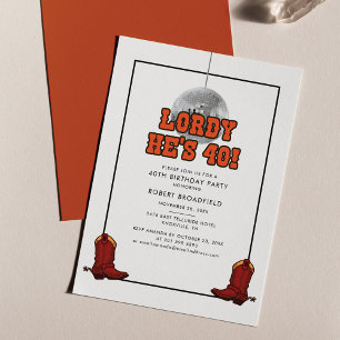 Disco Cowboy 40th Birthday Party Invitation