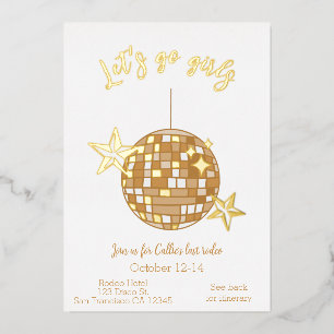 Disco Cowgirl Bachelorette Itinerary Last Rodeo Foil Invitation
