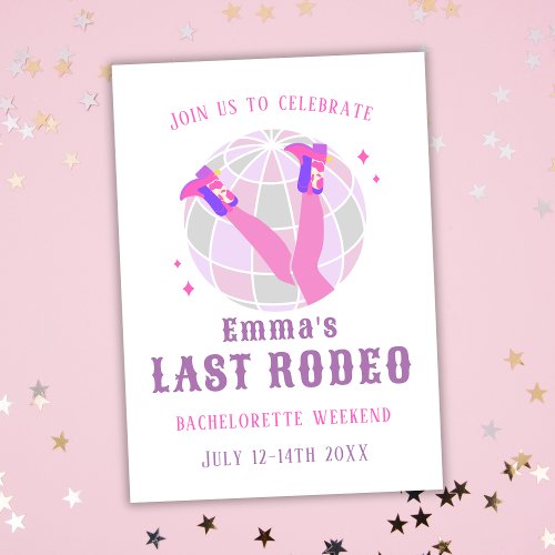 Disco Cowgirl Bachelorette Last Rodeo Invitation