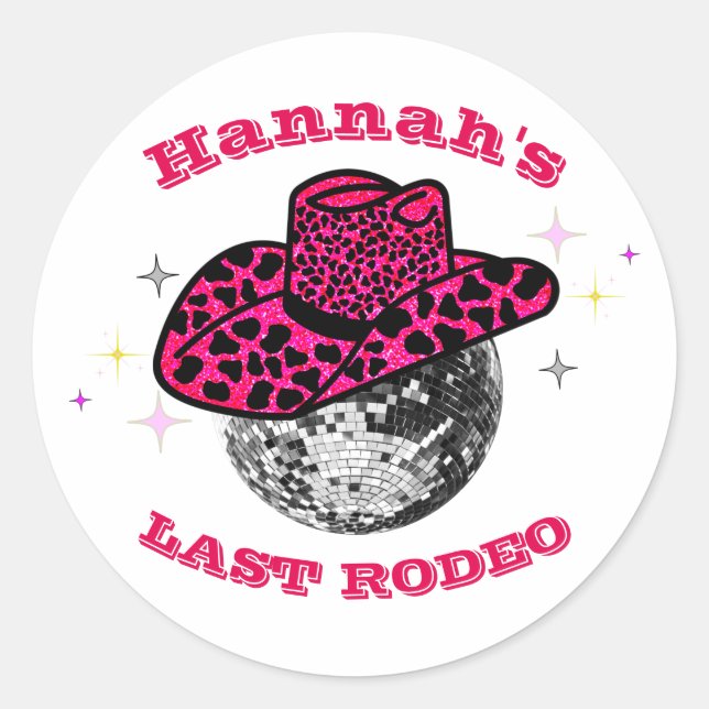 Disco Cowgirl  Bachelorette party  Classic Round Sticker (Front)