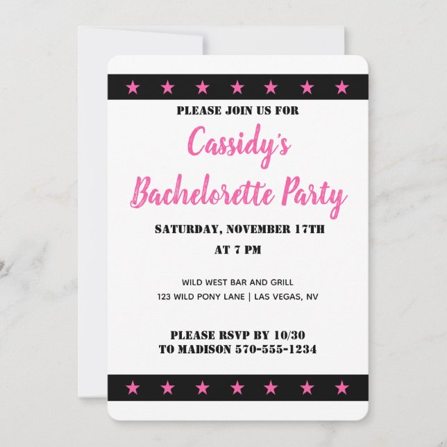 Disco Cowgirl Bachelorette Party Custom Invitation (Front)