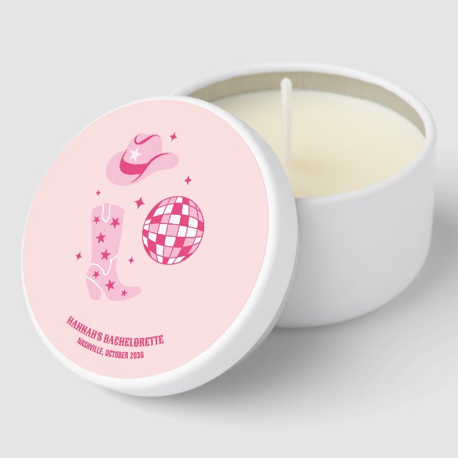 Disco Cowgirl Bachelorette Party Favor Candles (Corner)