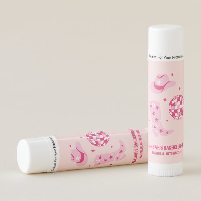 Disco Cowgirl Bachelorette Party Favor Lip Balm (Front)