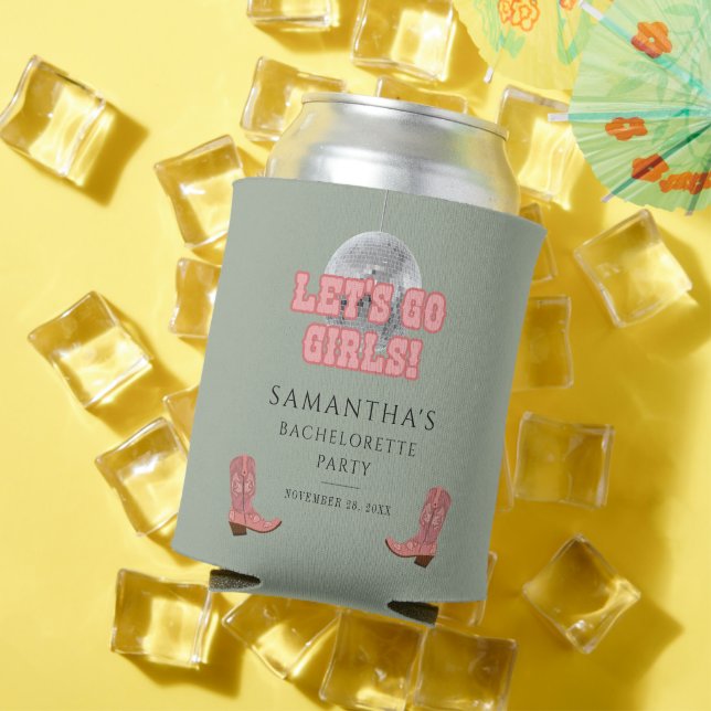 Disco Cowgirl Bachelorette Party Favors Can Cooler (In Situ Summer)